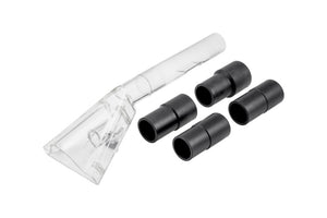 Zubehörset für Reinigungs- und Waschgeräte mit verschiedenen Düsenaufsätzen und robusten Materialien.