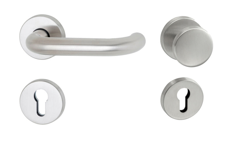 Türdrücker aus Edelstahl für Brandschutz- und Paniktüren mit CLICK-Montagetechnik