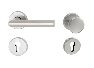 Edelstahl-Türdrücker mit mattem Finish, geeignet für Linkshänder und Rechtshänder.