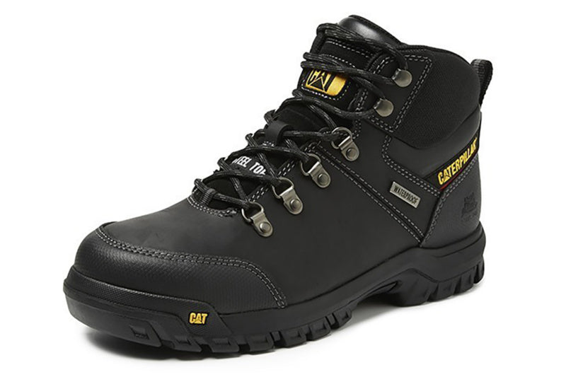 Sicherheitsstiefel S3 mit Stahlkappe, rutschfester Sohle und ergonomischem Design in Schwarz.
