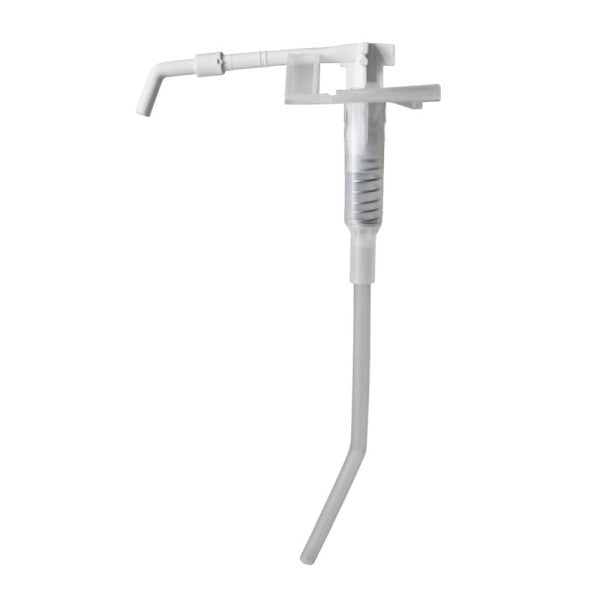 Weiße und transparente Kunststoffpumpe mit 1000ml Fassungsvermögen.