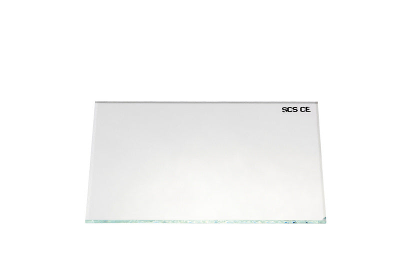 Klares Schweißerschild aus Glas 90x110 mm, hitzebeständig, 10 Stück in Verpackung