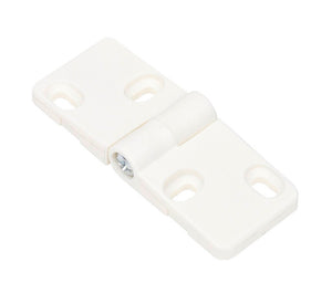 Weißer Verbindungswinkel für Möbelbau mit pulverbeschichteter Oberfläche und vorgefertigten Löchern.