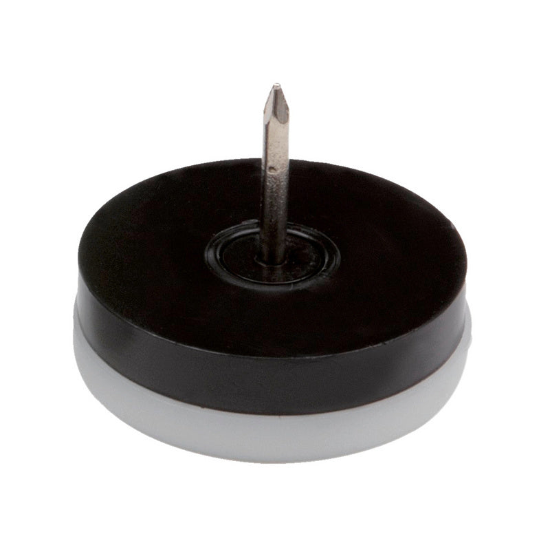 Runde Möbelgleiter aus robustem Polyethylen mit 25 mm Durchmesser zum Schutz von Böden.