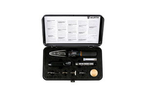 Gaslötgerät Set GASLOETGER-WGLG100 mit verschiedenen Lötspitzen und Zubehör in ergonomischem Design