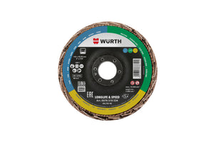 Lamellenfächerschleifscheibe 115 mm für Metall mit Kunststoffträger und hochwertigen Schleiflamellen.