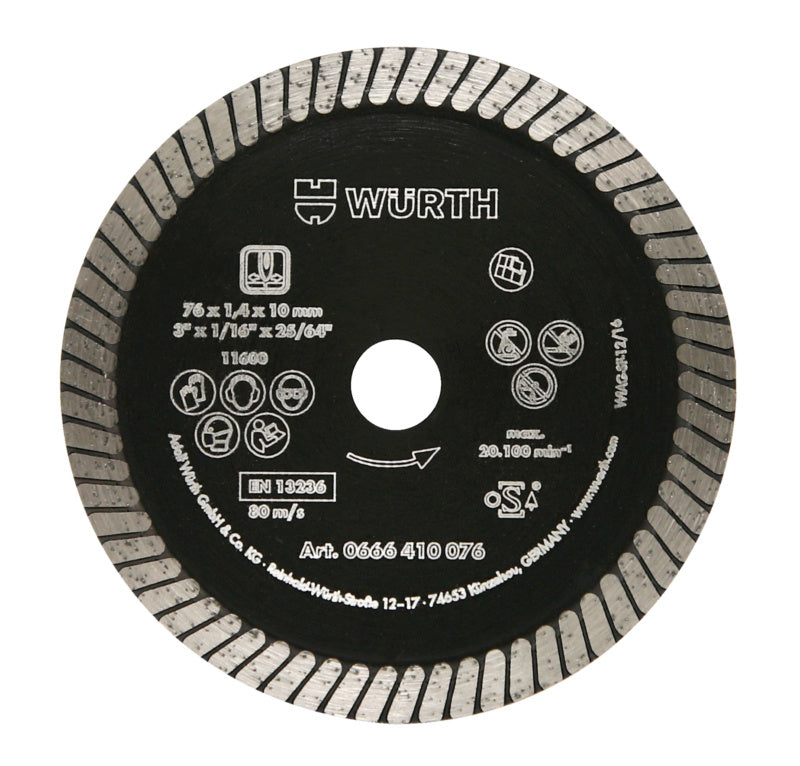 Diamanttrennscheibe TSHB DIA SP mit hartem Segmentschnitt für Beton und Stein, rund und robust.