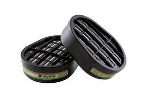 Halbmaske mit ABEK1-Filter, robustem Material und verstellbaren Riemen für sicheren Sitz.