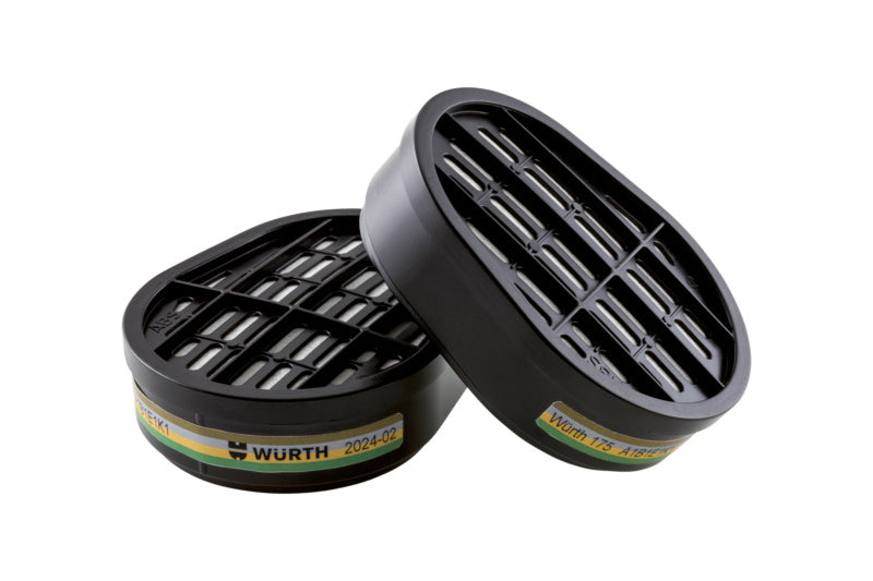 Halbmaske mit ABEK1-Filter, robustem Material und verstellbaren Riemen für sicheren Sitz.