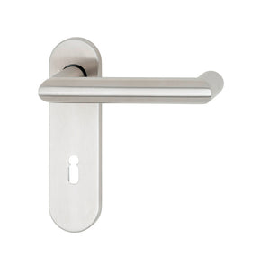 Edelstahl-Türdrücker mit mattem Finish, ergonomischem Design und einfacher Montage für Türen.