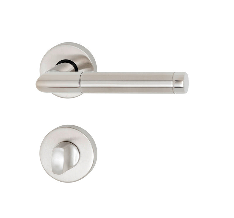 Türdrücker aus Edelstahl mit satinierter Oberfläche für Wohn- und Privatbereiche, Modell TD-A2-A111-ROS.