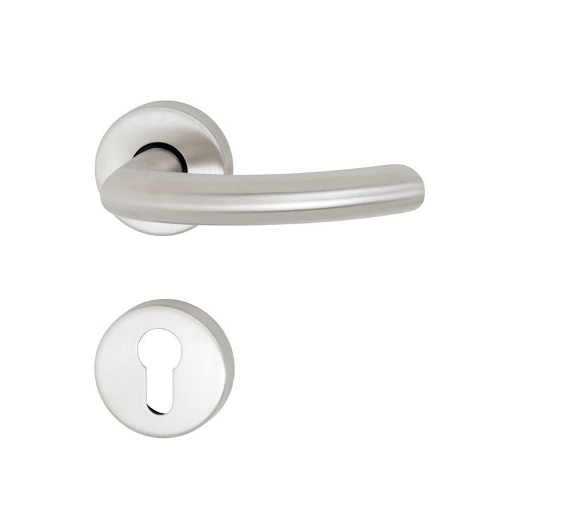 Edelstahl-Türdrücker TD-A2-A115-ROS mit griffiger Form und modernem, zeitlosem Design.