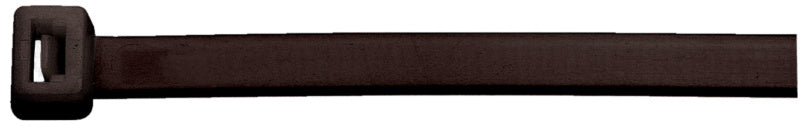 Schwarze Kunststoff-Kabelbinder mit Zunge, vielseitig und wiederlösbar für Kabel und Drähte.