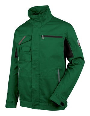 Grüne BUNDJACKE STRETCH X mit seitlichen Taschen und elastischem, atmungsaktivem Material.