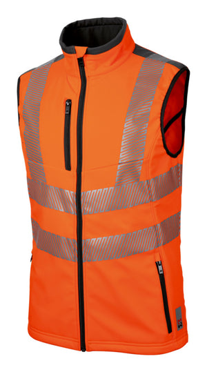Neonorange Warnschutzweste mit reflektierenden Streifen und praktischem Reißverschluss.