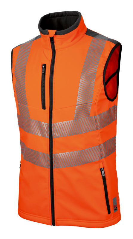 Neonorange Warnschutzweste mit reflektierenden Streifen und praktischem Reißverschluss.