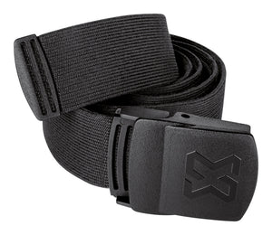 Schlichter schwarzer Stretch-Gürtel mit klassischer Schnalle und flexibler Passform.