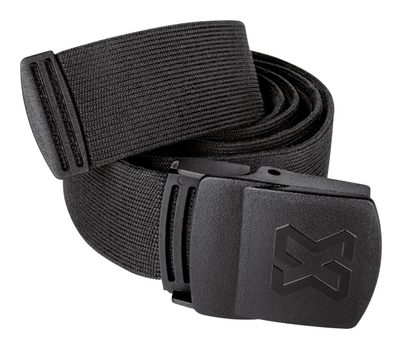 Schwarzer Stretch-Gürtel mit verstellbarem Design, ideal für Handwerker und vielseitige Nutzung.