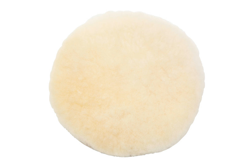 Polierhaube aus weichem Lammfell mit 195 mm Durchmesser und Klettverschluss für Poliermaschinen.