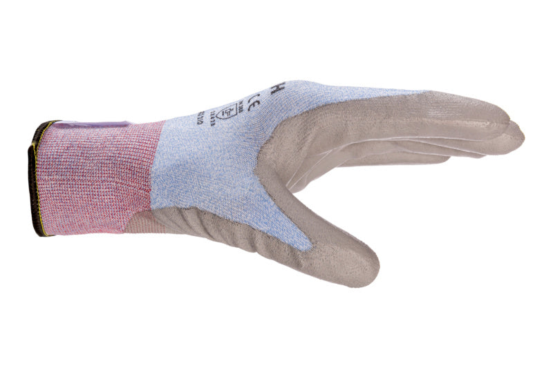 Schnittschutzhandschuhe in grau mit flexibler Passform und Schnittschutzstufe B für sicheren Halt.