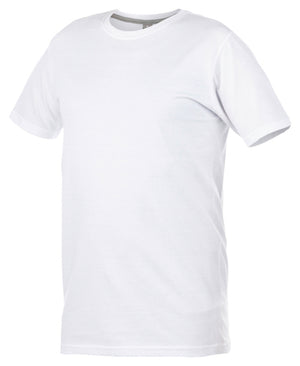 Weißes Arbeitsshirt JOB+ mit Rundhalsausschnitt und ergonomischem Schnitt aus Baumwollmischung.