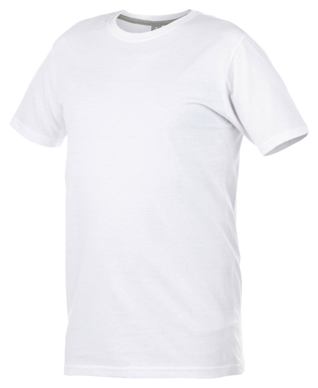 Weißes Arbeitsshirt JOB+ mit Rundhalsausschnitt und ergonomischem Schnitt aus Baumwollmischung.