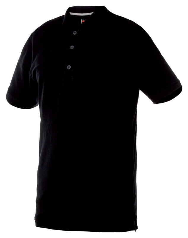 Schwarzes Arbeitspoloshirt mit Polokragen und 3-Knopf-Leiste aus atmungsaktivem Stoff