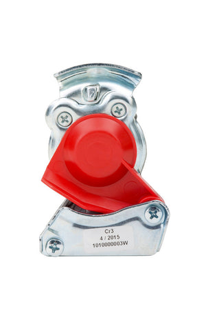 Red threaded coupling with M22x1.5 dimensions, designed for secure connections.