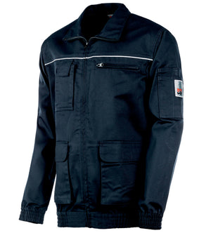 BUNDJACKE CLASSIC WINTER BLAU in tiefem Blau mit hohem Kragen und verstellbaren Ärmelbündchen.