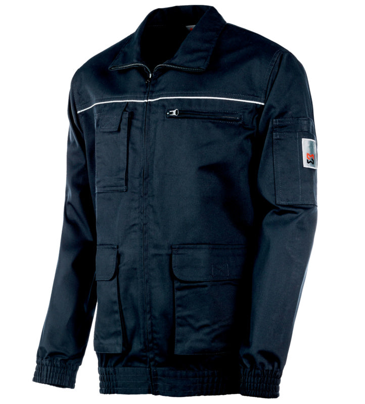 BUNDJACKE CLASSIC WINTER BLAU in tiefem Blau mit hohem Kragen und verstellbaren Ärmelbündchen.