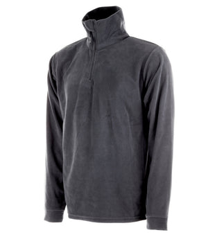 Grauer Half-Zip-Fleece-Pullover mit praktischem Reißverschluss und bequemer Passform.