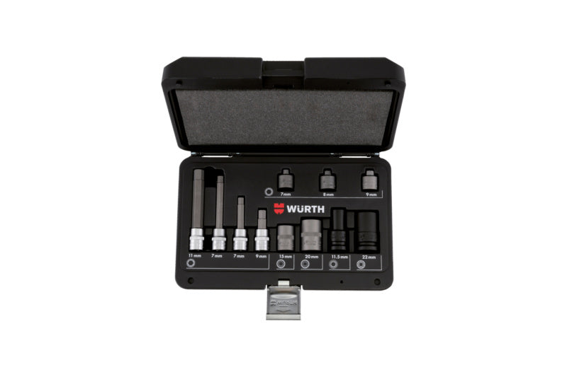 Werkzeugsortiment mit 11 hochwertigen Werkzeugen in stabiler Aufbewahrungstasche.