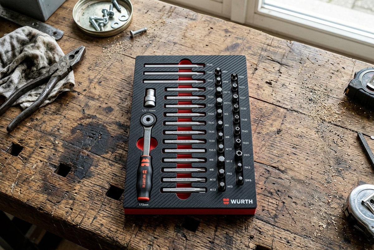 Set of 38 mixed bits in a compact storage case for various applications.