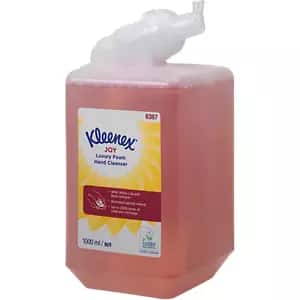 Kleenex Joy Duftschaumseife in rosa 1L Flasche.