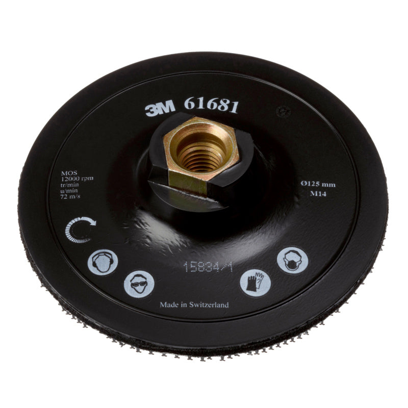 Haftteller Schleifsch. mit 125 mm Durchmesser und M14-Gewinde für Schleif- und Polierarbeiten.