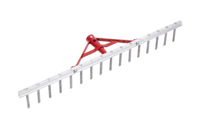 Gartenrechen RECH mit robusten Stahlzinken und ergonomischem Holzgriff für komfortable Handhabung.