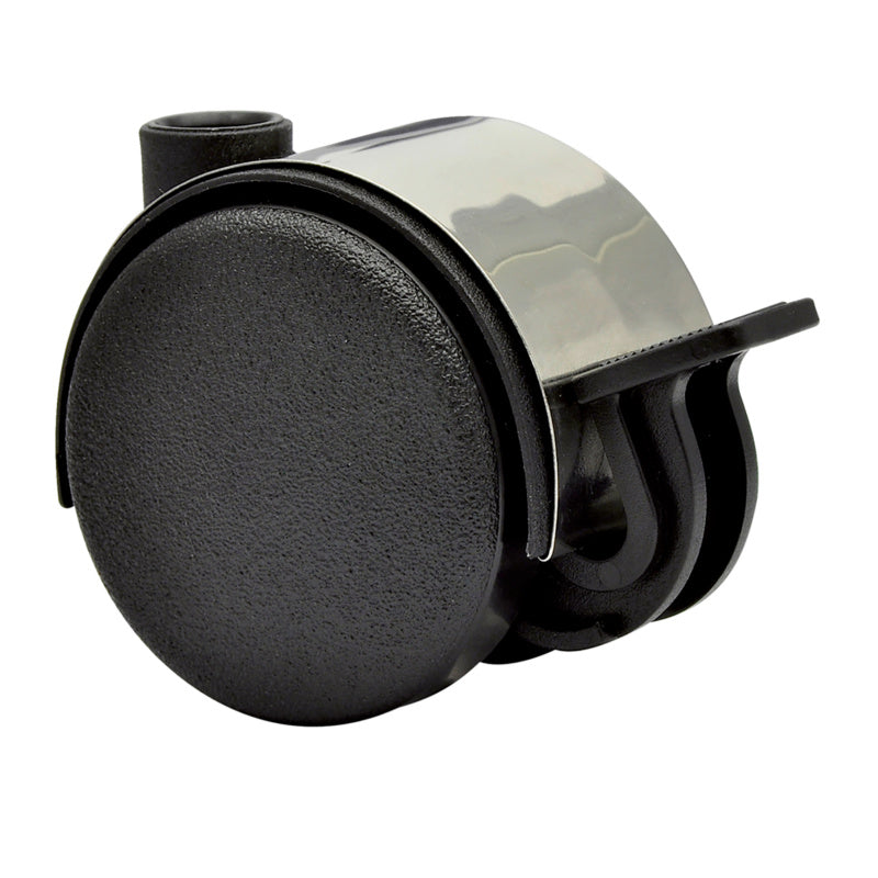 Robuste Möbelrolle MOEBLDPROLL-HART mit 75 mm Durchmesser und integriertem Bremssystem.