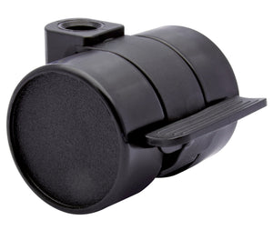 Robuste Möbelrolle MOEBLDPROLL-HART mit 75 mm Durchmesser und integriertem Bremssystem.