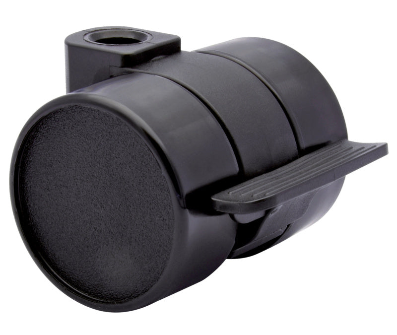 Robuste Möbelrolle MOEBLDPROLL-HART mit 75 mm Durchmesser und integriertem Bremssystem.