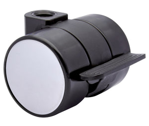 Robuste Möbelrolle MOEBLDPROLL-HART mit 75 mm Durchmesser und integriertem Bremssystem.