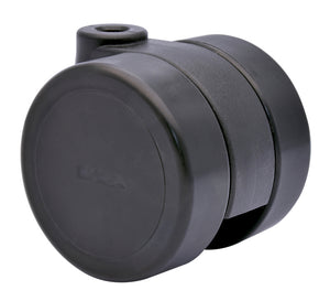 Robuste Möbelrolle MOEBLDPROLL-HART mit 75 mm Durchmesser und integriertem Bremssystem.