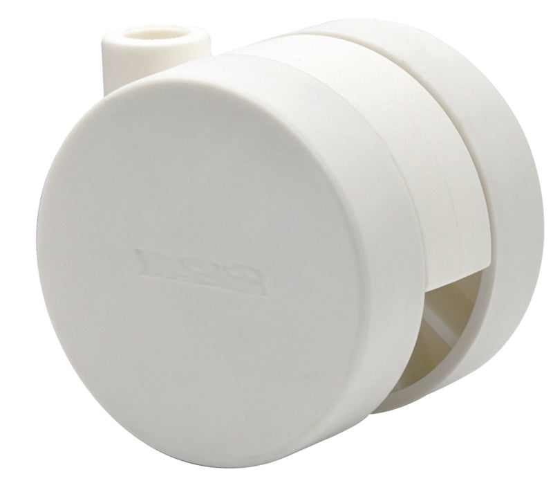 Weiße Möbelrolle mit konkavem Design und 50 mm Durchmesser, im Set von 4 Einheiten.