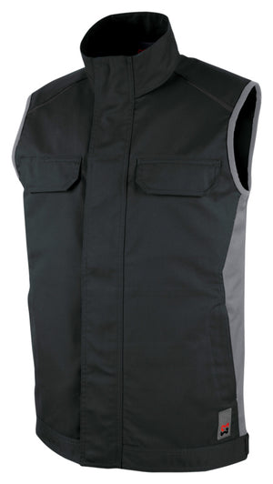 Anthrazit-graue Arbeitsweste CETUS mit mehreren Taschen und reflektierenden Elementen.