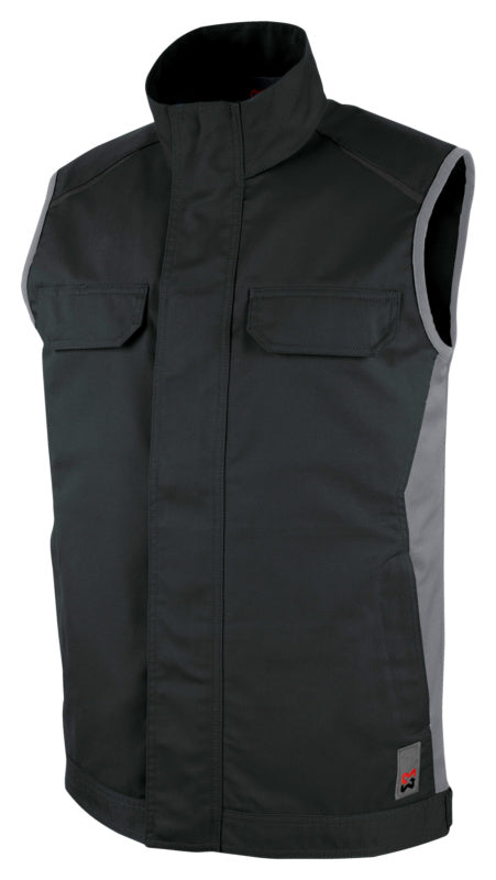 Anthrazit-graue Arbeitsweste CETUS mit mehreren Taschen und reflektierenden Elementen.