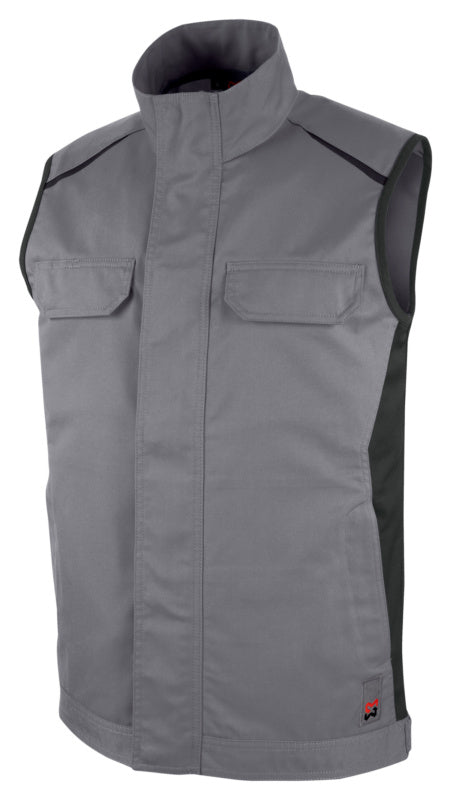 Grau/anthrazit Arbeitsweste CETUS mit mehreren Taschen und reflektierenden Elementen für Sichtbarkeit.