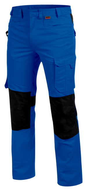 Arbeitshose-Bundhose CETUS in Royalblau und Schwarz mit praktischen Taschen und elastischem Bund.