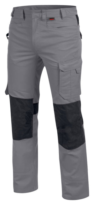 Grau und anthrazitfarbene Arbeitshose-Bundhose CETUS mit praktischen Taschen und ergonomischer Passform.
