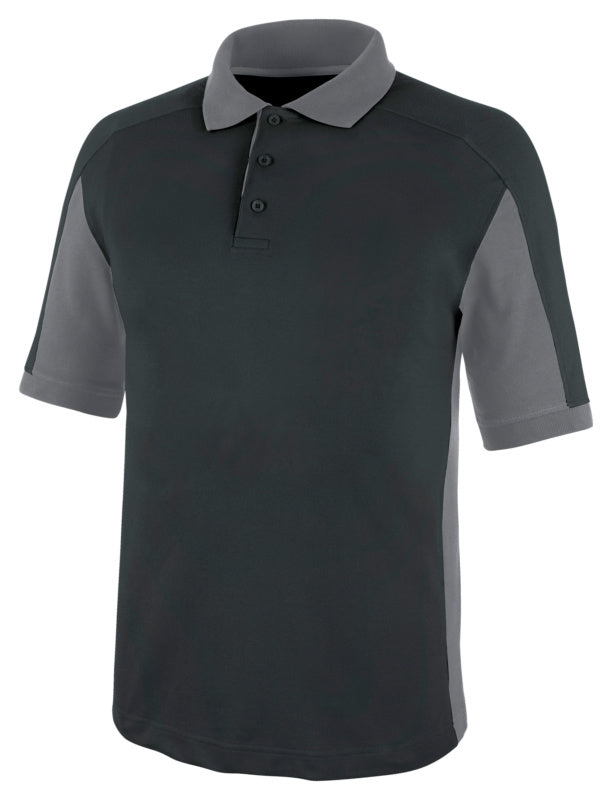 Anthrazit-graues Arbeitspoloshirt Cetus mit Polokragen, Knopfleiste und Brusttasche.