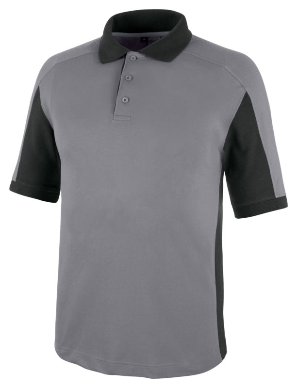 Arbeitspoloshirt in Grau und Anthrazit mit Polokragen und Knopfleiste aus robustem Material.