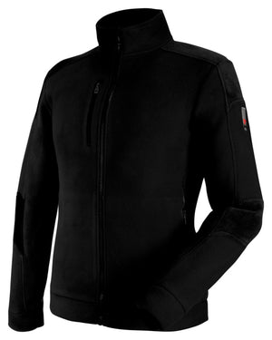 Schwarze Fleecejacke CETUS mit Reißverschluss und seitlichen Taschen für Komfort und Wärme.